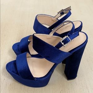 Qupid royal blue suede platform high heels
